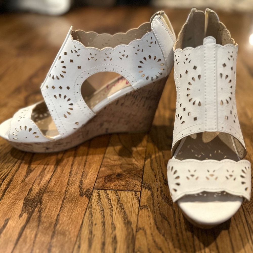 Jelly Pop Leather Crochet Wedges